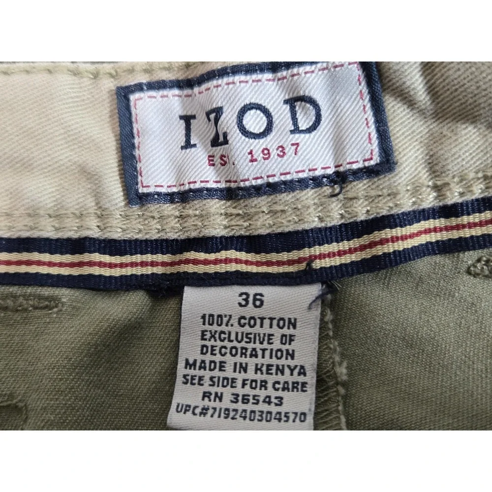 Izod Shorts Mens 100% Cotton Plaid‎ Cargo Green Preppy Beachy 10